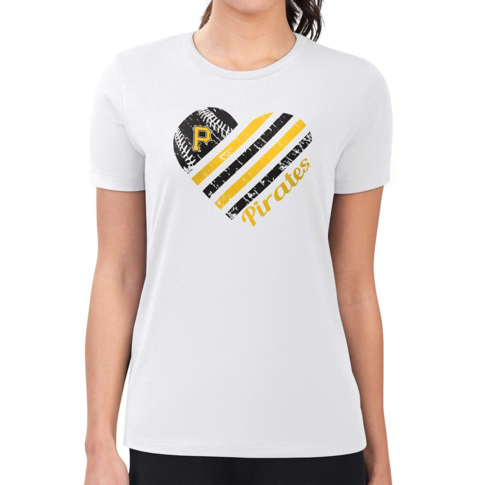 Pittsburgh Pirates G-III 4Her by Carl Banks Women's Super-Slim Fit Lightweight Heart Graphic T-Shirt | MLB Outlet