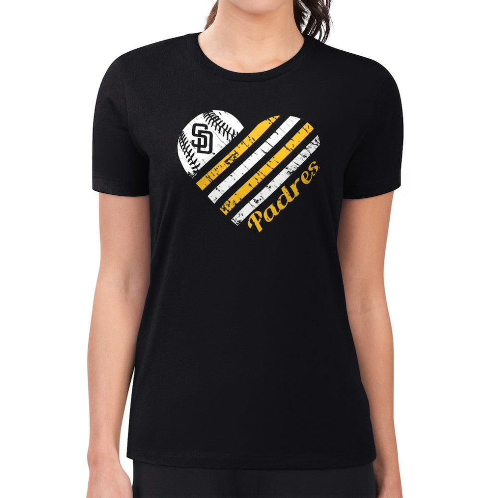 San Diego Padres G-III 4Her by Carl Banks Women's Super-Slim Fit Lightweight Heart Graphic T-Shirt | MLB Sale