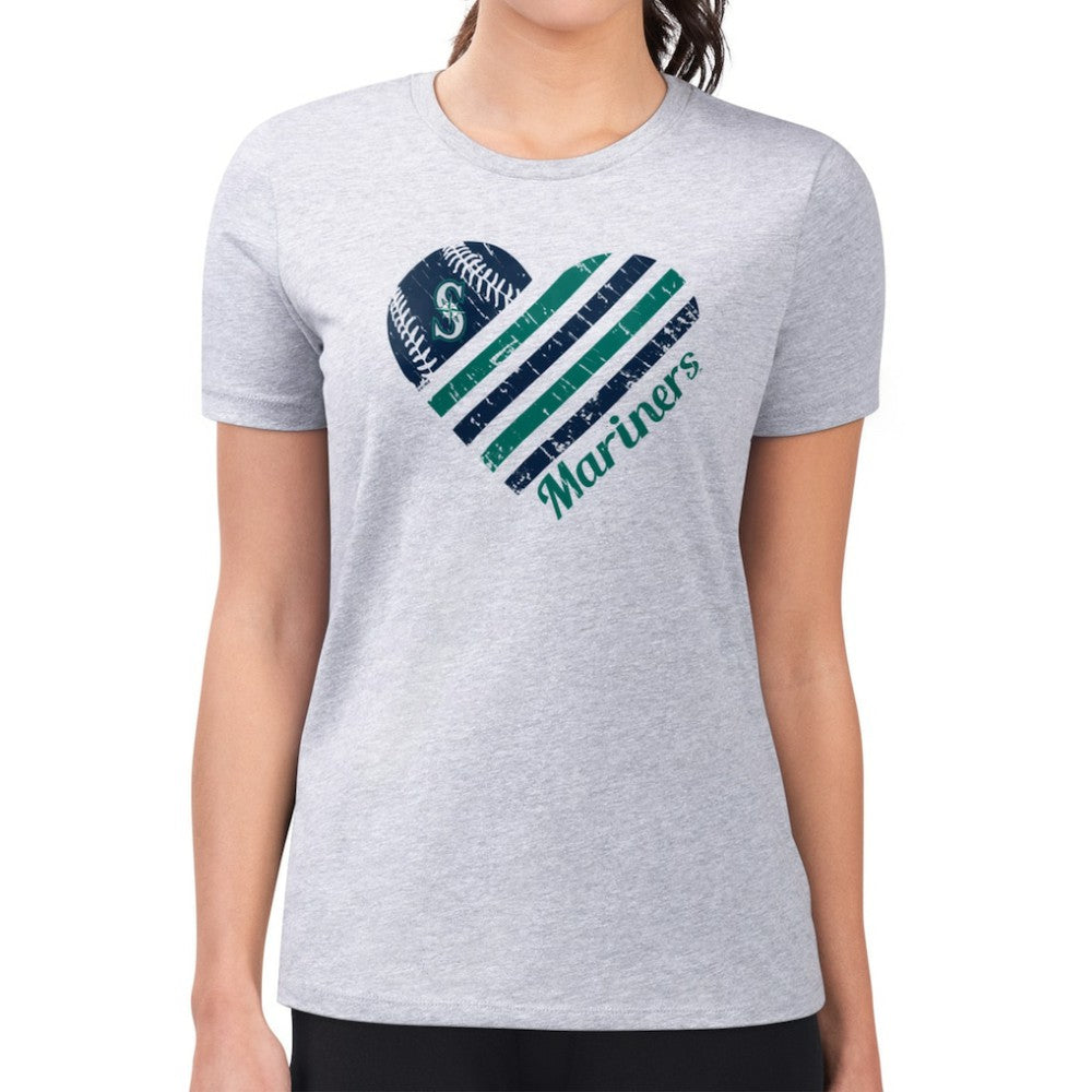 Seattle Mariners G-III 4Her by Carl Banks Women's Super-Slim Fit Lightweight Heart Graphic T-Shirt | MLB US