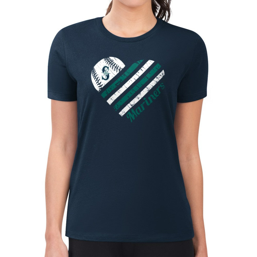 Seattle Mariners G-III 4Her by Carl Banks Women's Super-Slim Fit Lightweight Heart Graphic T-Shirt | MLB Online