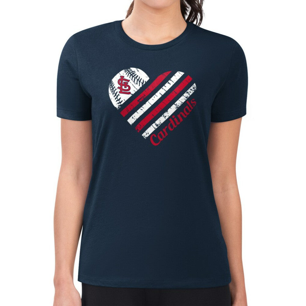 St. Louis Cardinals G-III 4Her by Carl Banks Women's Super-Slim Fit Lightweight Heart Graphic T-Shirt | MLB US