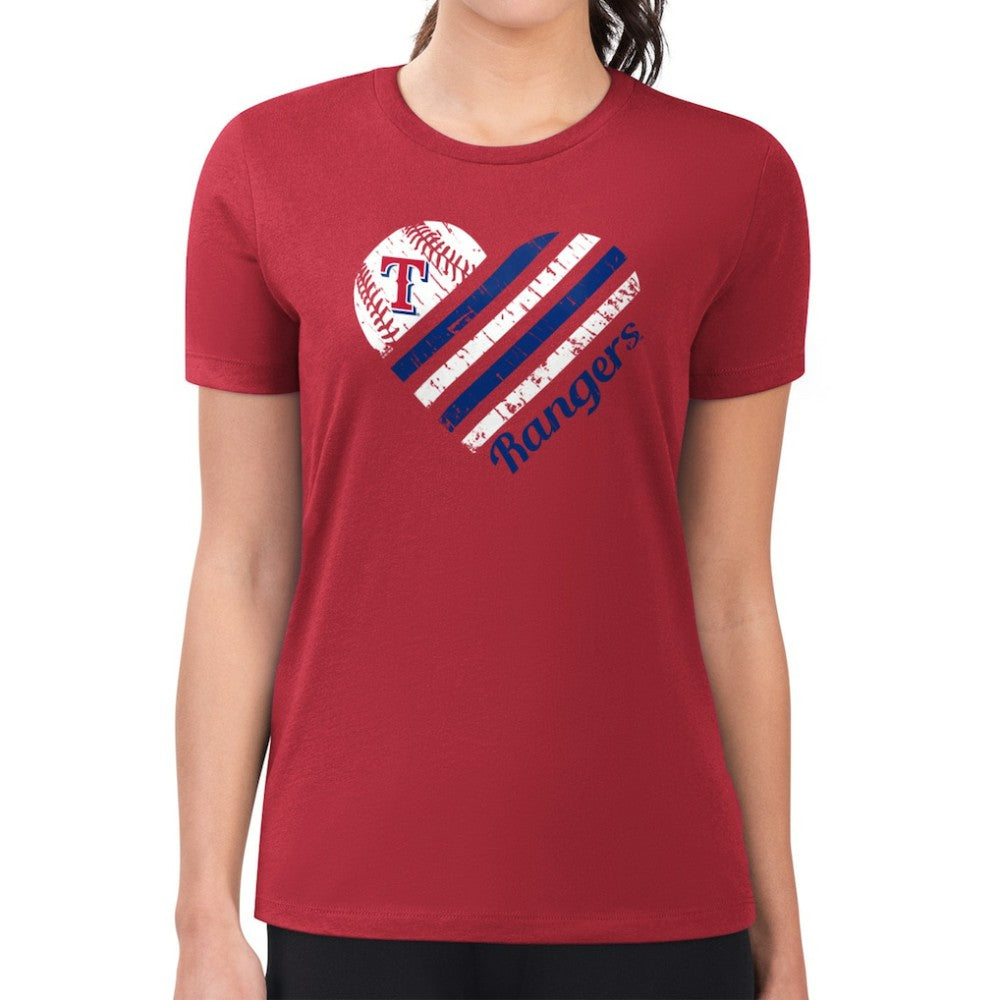 Texas Rangers G-III 4Her by Carl Banks Women's Super-Slim Fit Lightweight Heart Graphic T-Shirt | MLB Online