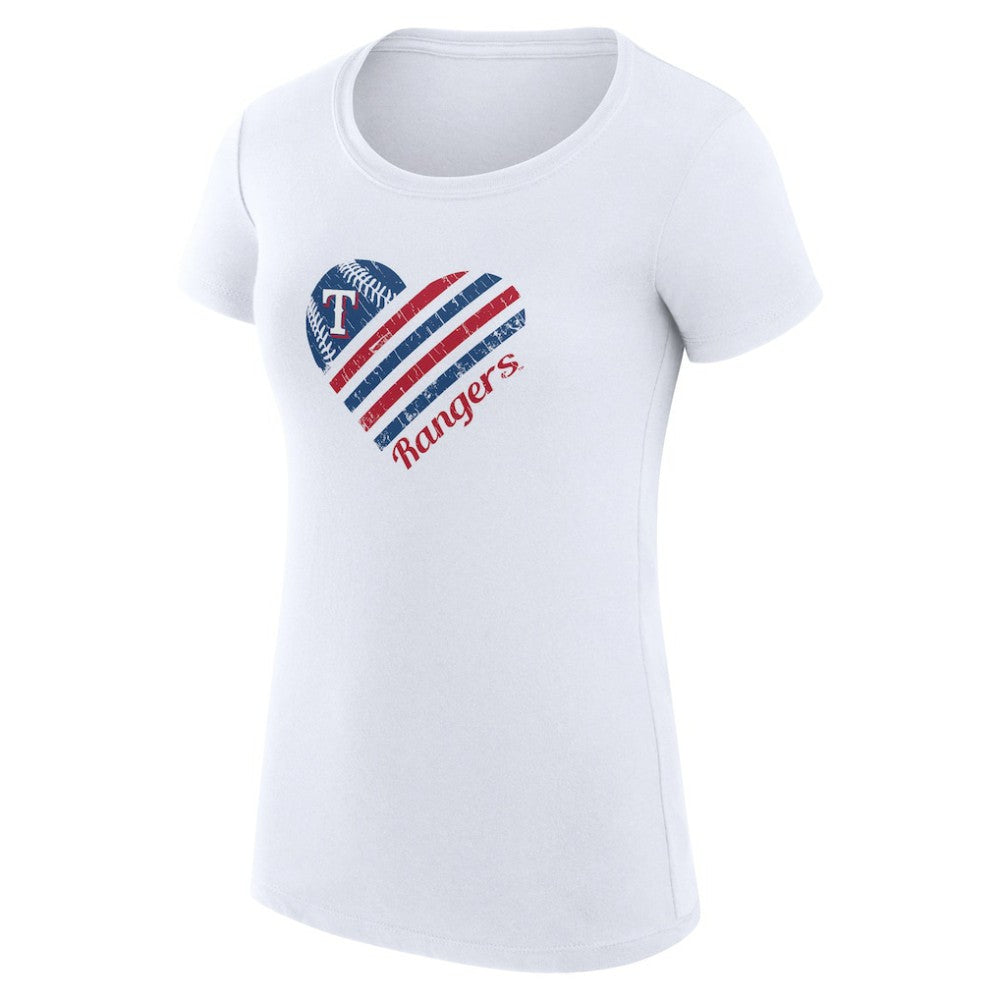 Texas Rangers G-III 4Her by Carl Banks Women's Super-Slim Fit Lightweight Heart Graphic T-Shirt | MLB On Sale