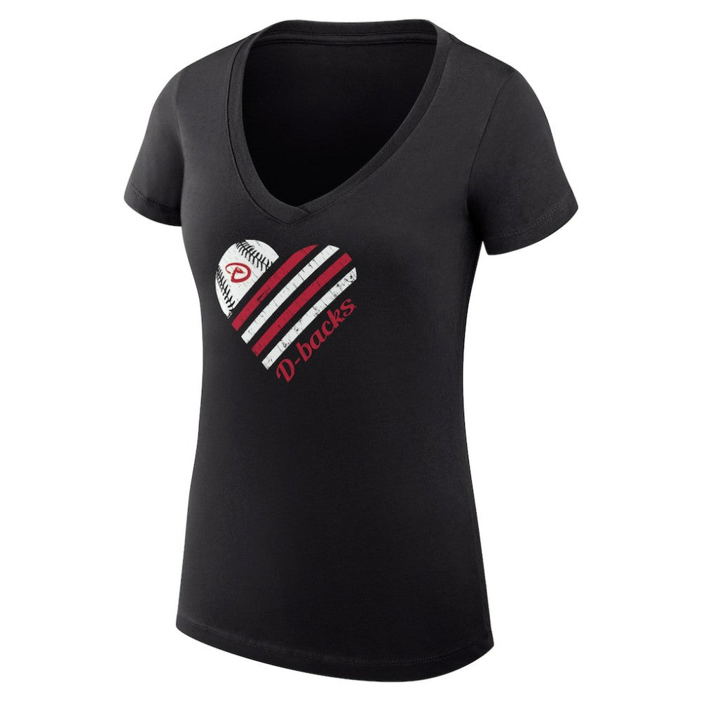 Arizona Diamondbacks G-III 4Her by Carl Banks Women's Super-Slim Fit Lightweight Heart V-Neck T-Shirt | MLB Online