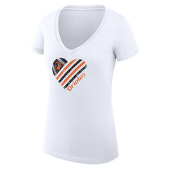 Baltimore Orioles G-III 4Her by Carl Banks Women's Super-Slim Fit Lightweight Heart V-Neck T-Shirt | MLB Outlet
