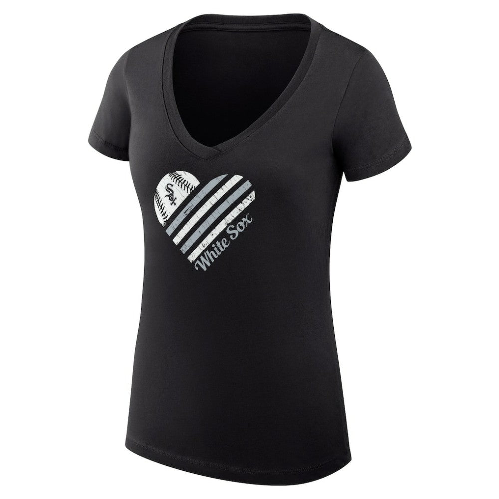Chicago White Sox G-III 4Her by Carl Banks Women's Super-Slim Fit Lightweight Heart V-Neck T-Shirt | MLB Outlet