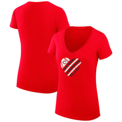Cincinnati Reds G-III 4Her by Carl Banks Women's Super-Slim Fit Lightweight Heart V-Neck T-Shirt | MLB Outlet