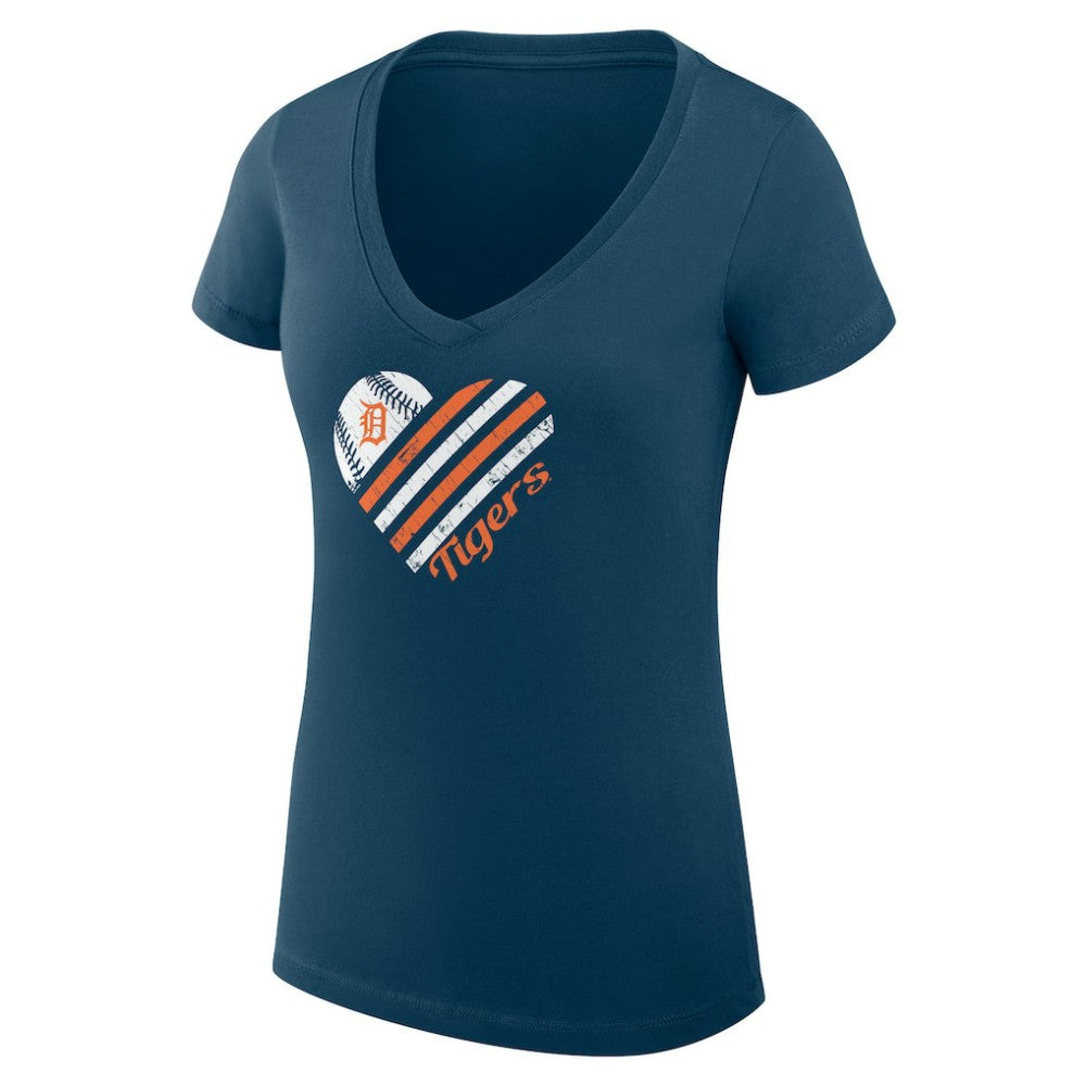Detroit Tigers G-III 4Her by Carl Banks Women's Super-Slim Fit Lightweight Heart V-Neck T-Shirt | MLB New