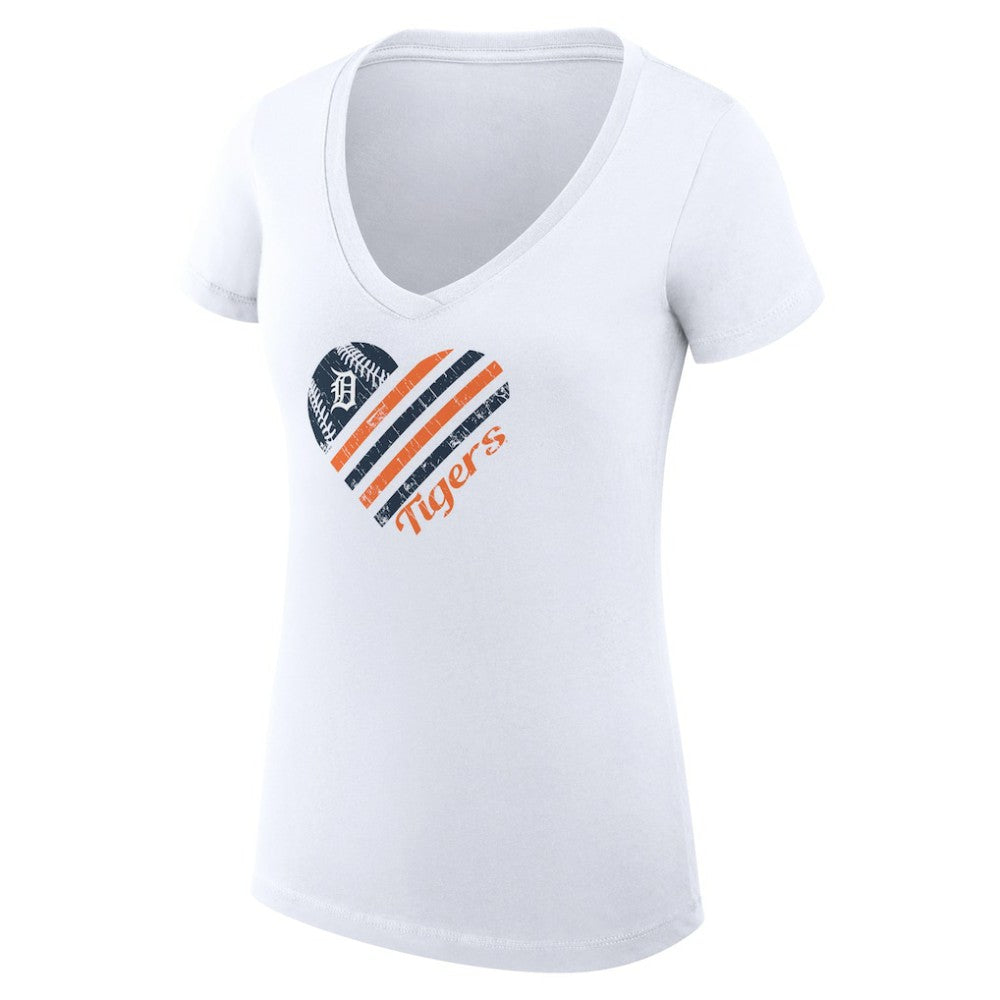 Detroit Tigers G-III 4Her by Carl Banks Women's Super-Slim Fit Lightweight Heart V-Neck T-Shirt | MLB Discount