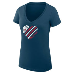 Los Angeles Angels G-III 4Her by Carl Banks Women's Super-Slim Fit Lightweight Heart V-Neck T-Shirt | MLB New