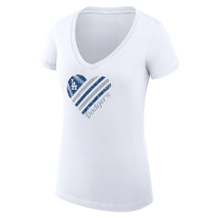 Los Angeles Dodgers G-III 4Her by Carl Banks Women's Super-Slim Fit Lightweight Heart V-Neck T-Shirt | MLB Discount