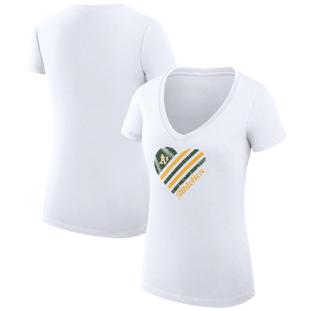Athletics G-III 4Her by Carl Banks Women's Super-Slim Fit Lightweight Heart V-Neck T-Shirt | MLB Near me