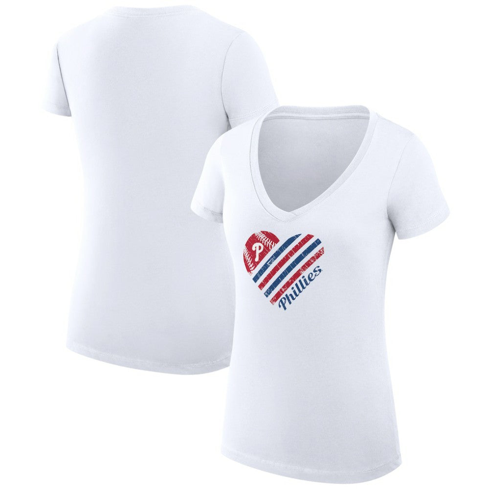 Philadelphia Phillies G-III 4Her by Carl Banks Women's Super-Slim Fit Lightweight Heart V-Neck T-Shirt | MLB Near me