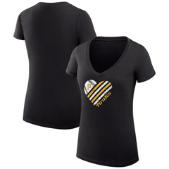 Pittsburgh Pirates G-III 4Her by Carl Banks Women's Super-Slim Fit Lightweight Heart V-Neck T-Shirt | MLB Sale