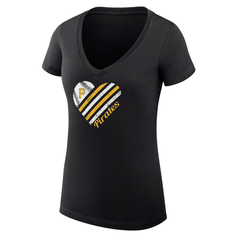 Pittsburgh Pirates G-III 4Her by Carl Banks Women's Super-Slim Fit Lightweight Heart V-Neck T-Shirt | MLB Sale
