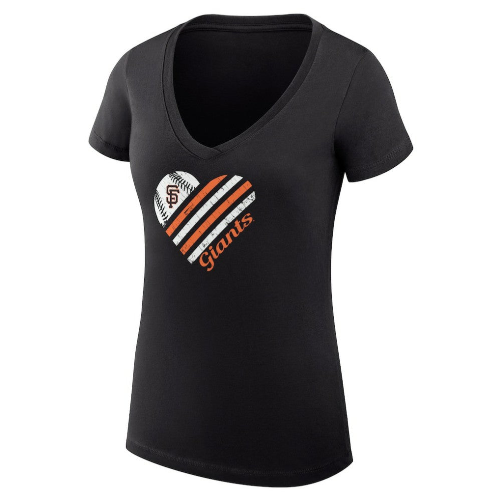 San Francisco Giants G-III 4Her by Carl Banks Women's Super-Slim Fit Lightweight Heart V-Neck T-Shirt | MLB New