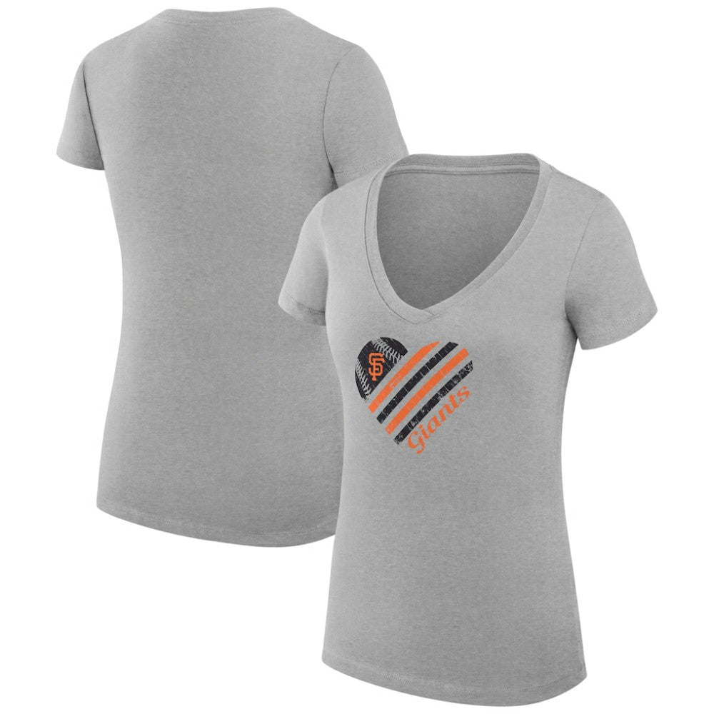 San Francisco Giants G-III 4Her by Carl Banks Women's Super-Slim Fit Lightweight Heart V-Neck T-Shirt | MLB Outlet