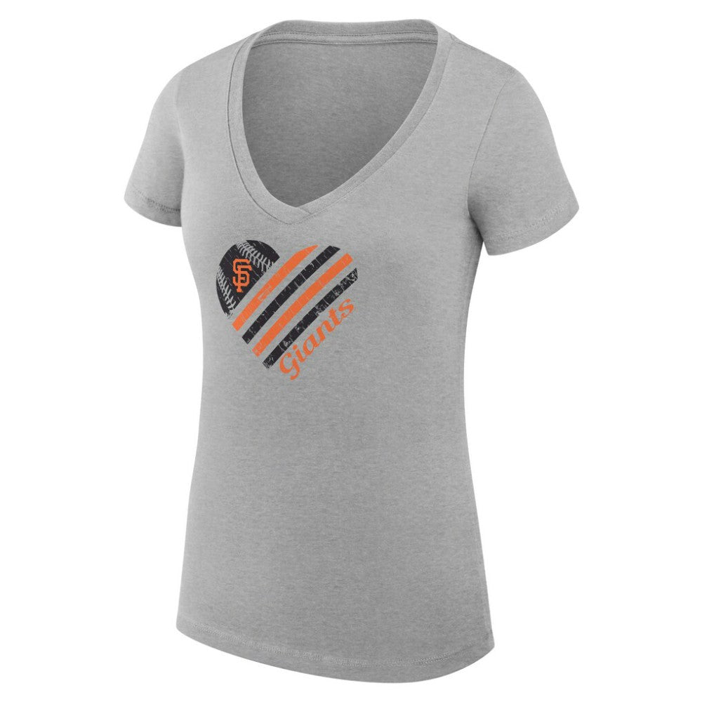 San Francisco Giants G-III 4Her by Carl Banks Women's Super-Slim Fit Lightweight Heart V-Neck T-Shirt | MLB Outlet