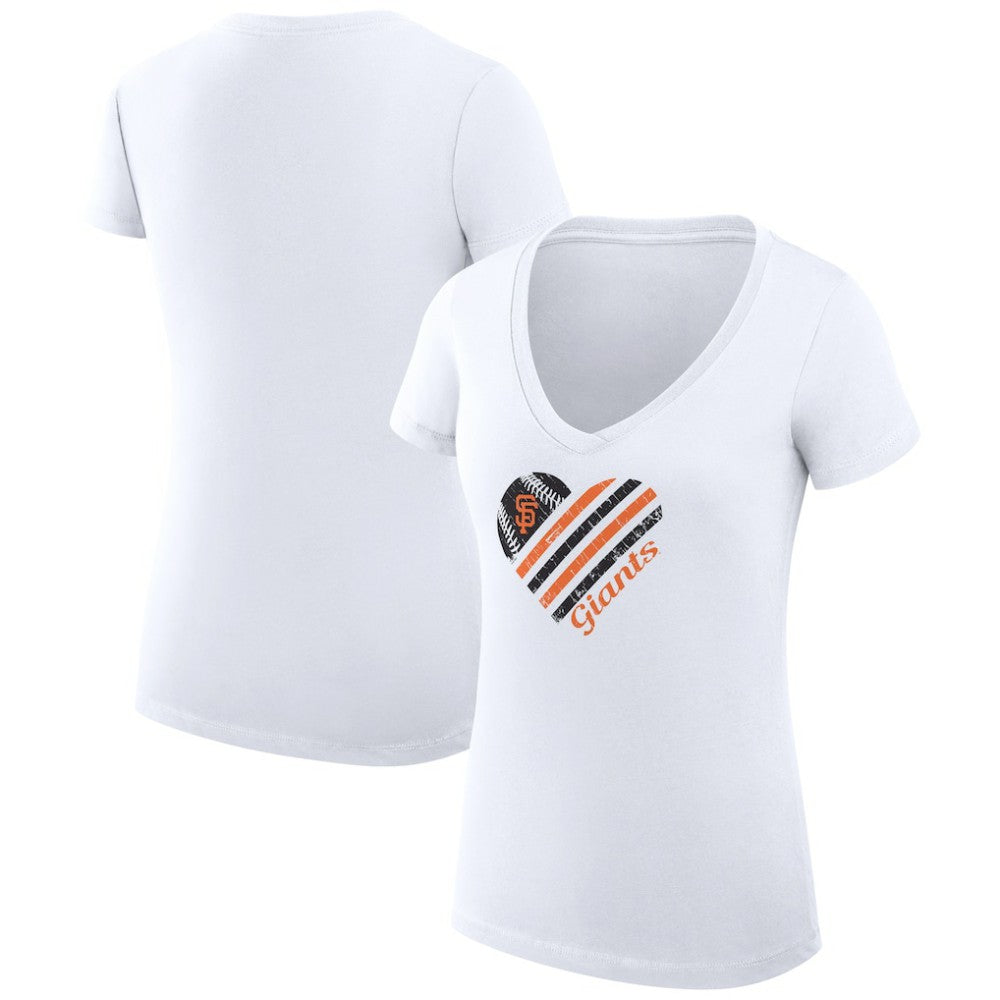 San Francisco Giants G-III 4Her by Carl Banks Women's Super-Slim Fit Lightweight Heart V-Neck T-Shirt | MLB Discount