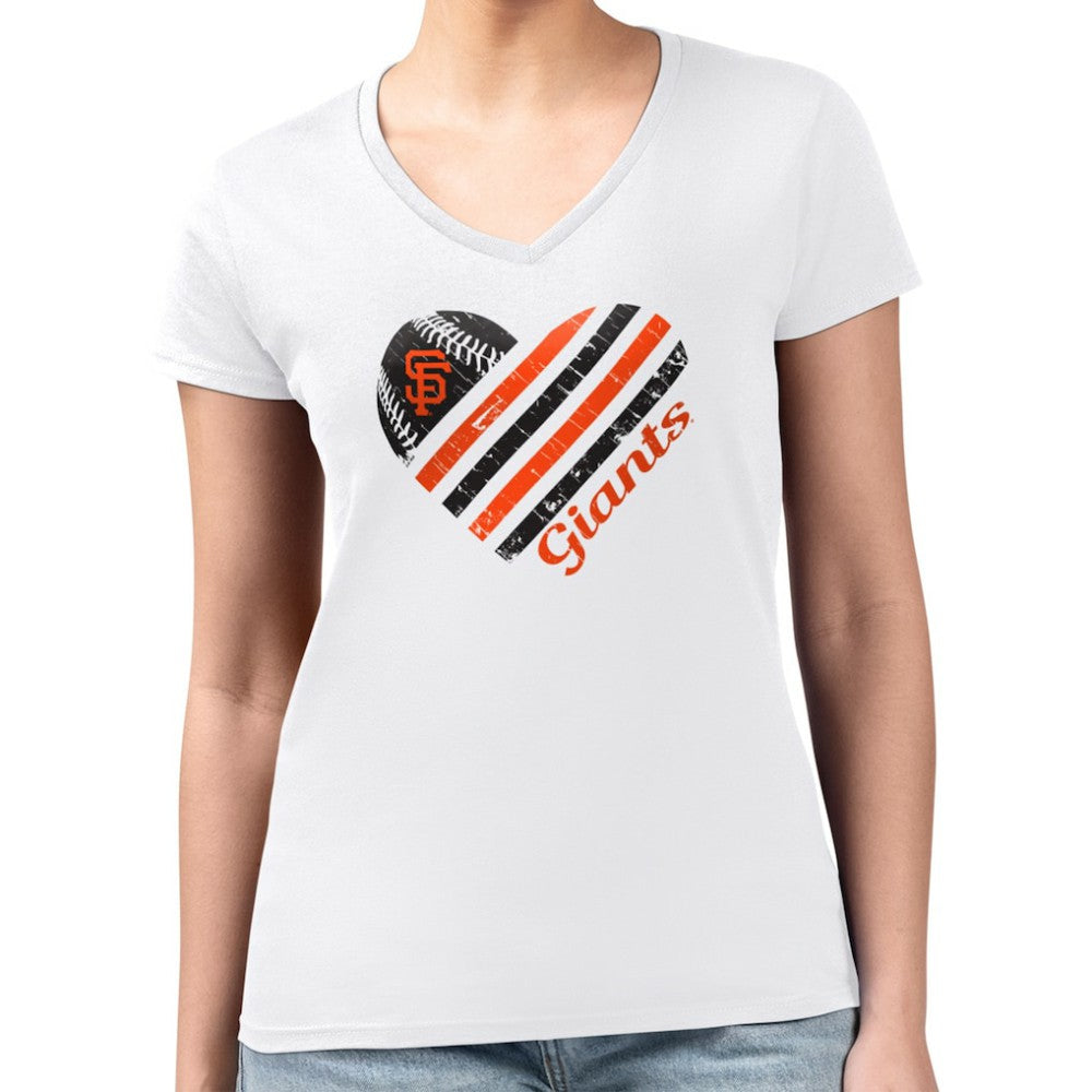 San Francisco Giants G-III 4Her by Carl Banks Women's Super-Slim Fit Lightweight Heart V-Neck T-Shirt | MLB Discount