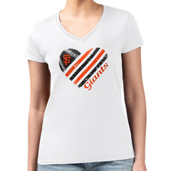 San Francisco Giants G-III 4Her by Carl Banks Women's Super-Slim Fit Lightweight Heart V-Neck T-Shirt | MLB Discount