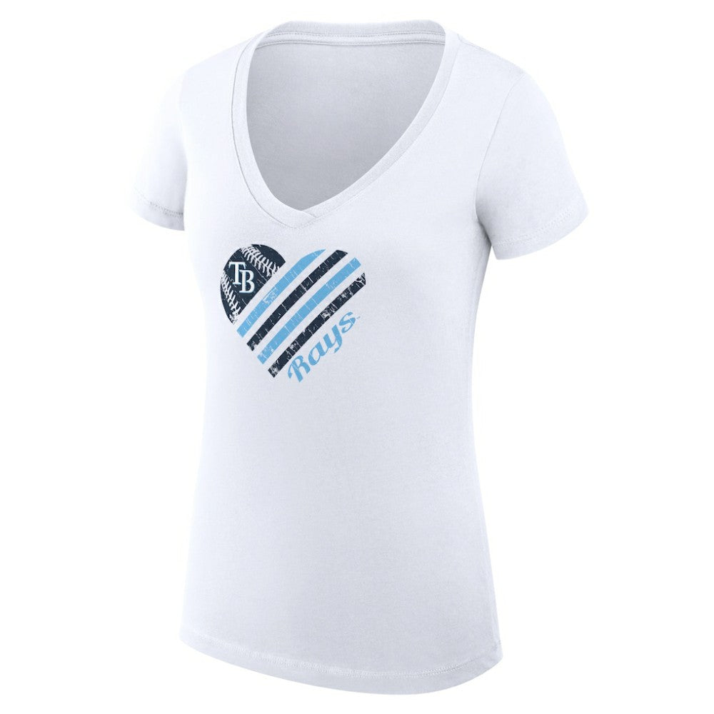 Tampa Bay Rays G-III 4Her by Carl Banks Women's Super-Slim Fit Lightweight Heart V-Neck T-Shirt | MLB Discount