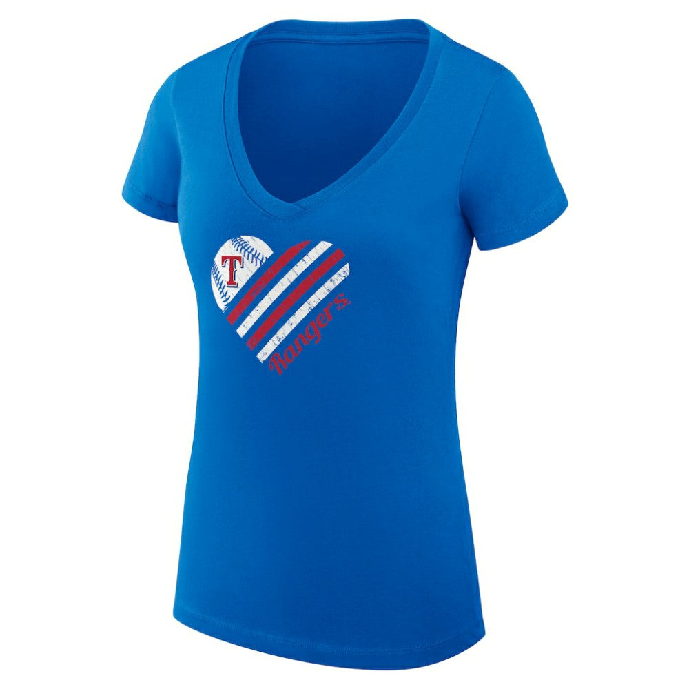 Texas Rangers G-III 4Her by Carl Banks Women's Super-Slim Fit Lightweight Heart V-Neck T-Shirt | MLB US