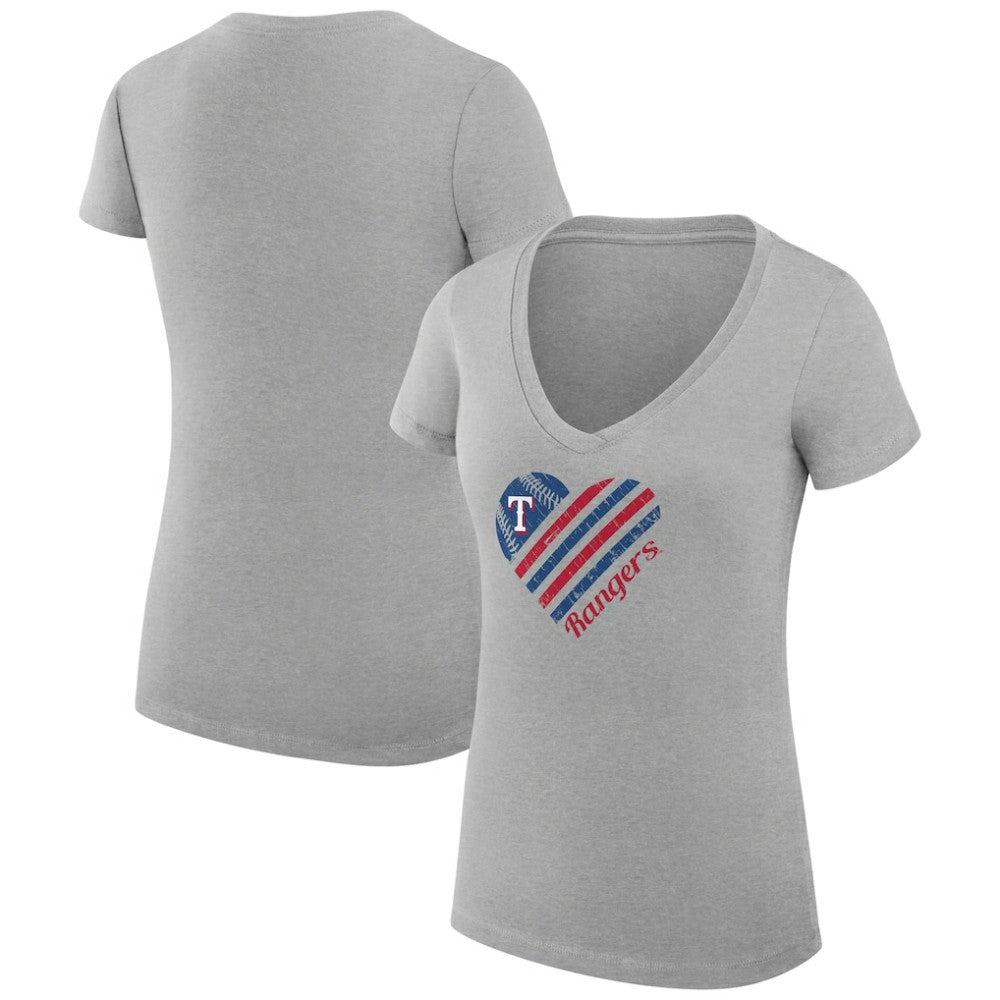 Texas Rangers G-III 4Her by Carl Banks Women's Super-Slim Fit Lightweight Heart V-Neck T-Shirt | MLB New