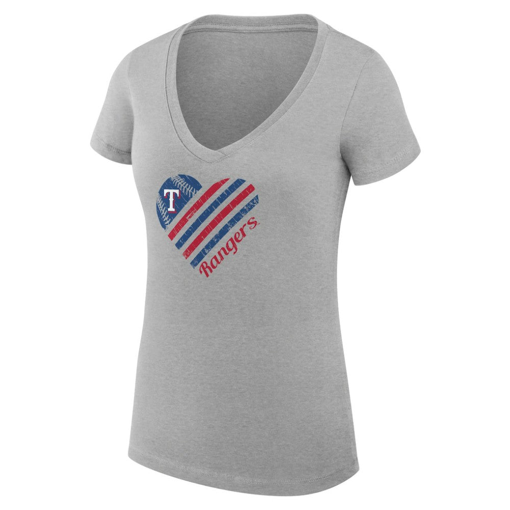 Texas Rangers G-III 4Her by Carl Banks Women's Super-Slim Fit Lightweight Heart V-Neck T-Shirt | MLB New