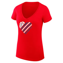 Texas Rangers G-III 4Her by Carl Banks Women's Super-Slim Fit Lightweight Heart V-Neck T-Shirt | MLB Sale