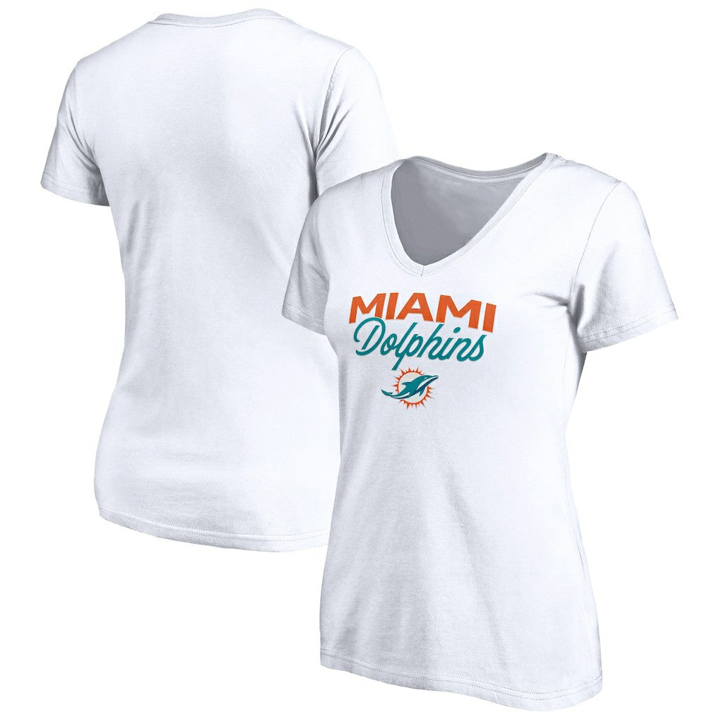 Miami Dolphins  Women's Depth Chart V-Neck T-Shirt