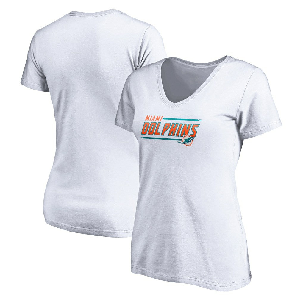 Miami Dolphins  Women's Mascot In Bounds V-Neck T-Shirt