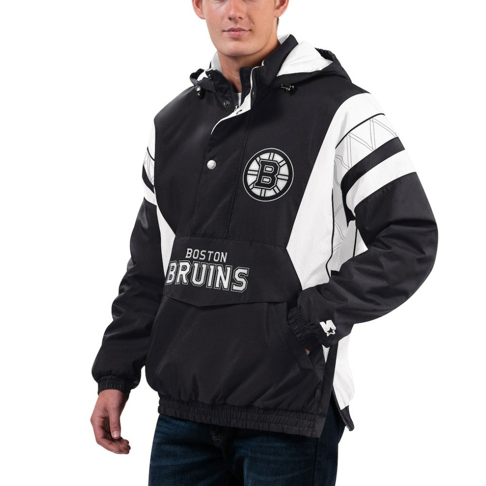 Boston Bruins Starter x NHL Black Ice Home Team Half-Zip Pullover Hoodie Outlet