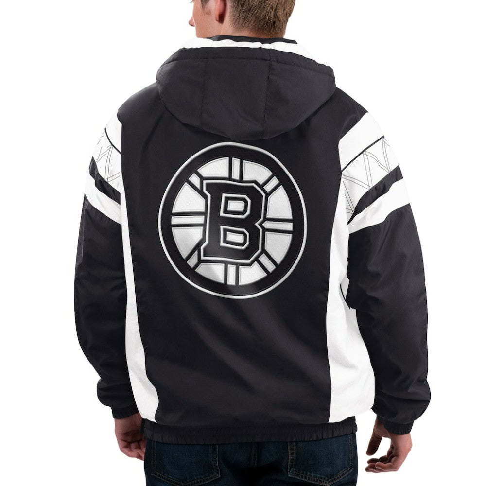 Boston Bruins Starter x NHL Black Ice Home Team Half-Zip Pullover Hoodie Outlet