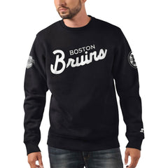 Boston Bruins Starter x NHL Black Ice Cross Check Pullover Sweatshirt For Sale