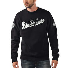 Chicago Blackhawks Starter x NHL Black Ice Cross Check Pullover Sweatshirt For Sale