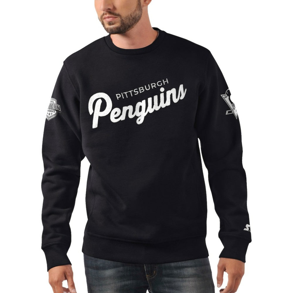 Pittsburgh Penguins Starter x NHL Black Ice Cross Check Pullover Sweatshirt Online