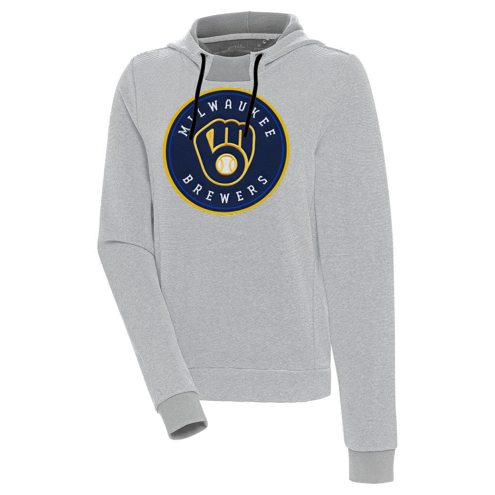 Milwaukee Brewers Antigua Women's Axe Bunker Tri-Blend Pullover Hoodie | MLB US