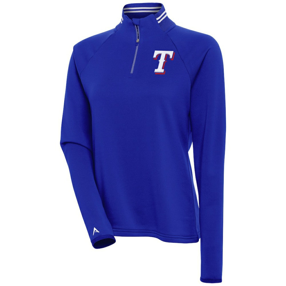 Texas Rangers Antigua Women's Milo Raglan Quarter-Zip Pullover Top | MLB US