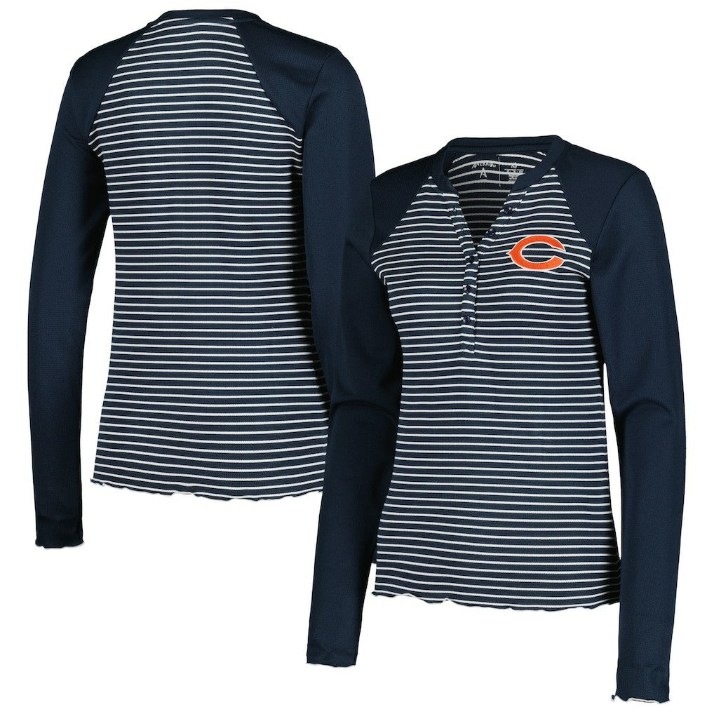 Chicago Bears  Antigua Women's Maverick Waffle Henley Long Sleeve T-Shirt