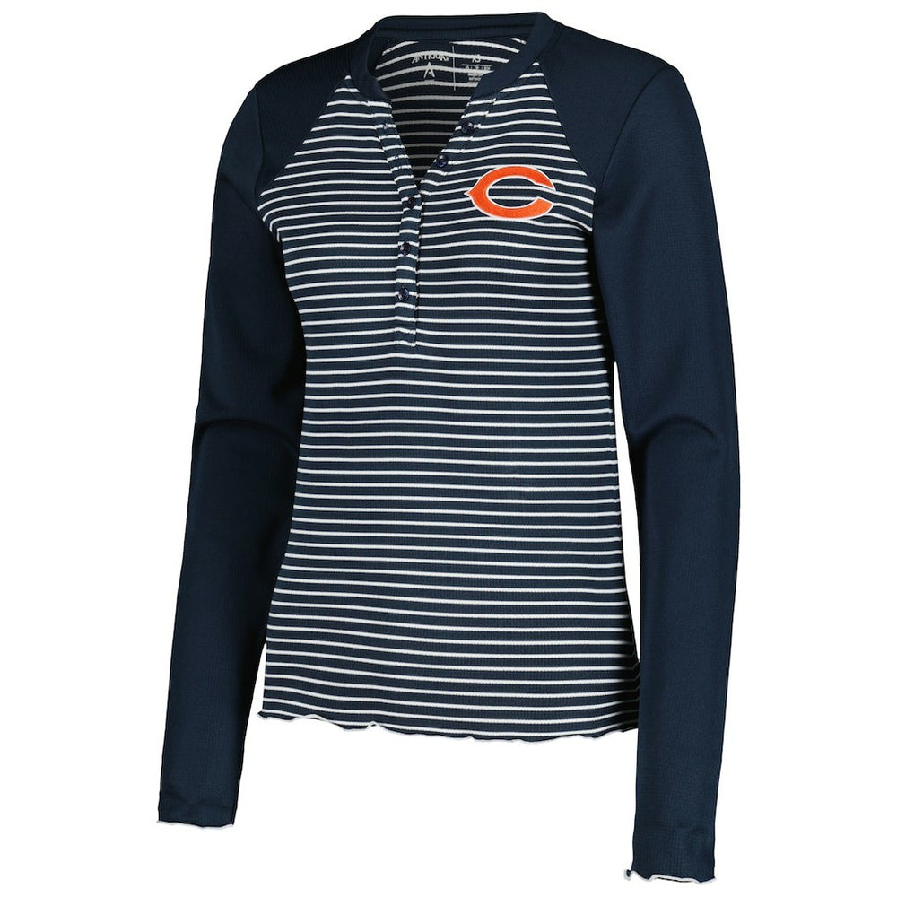 Chicago Bears  Antigua Women's Maverick Waffle Henley Long Sleeve T-Shirt