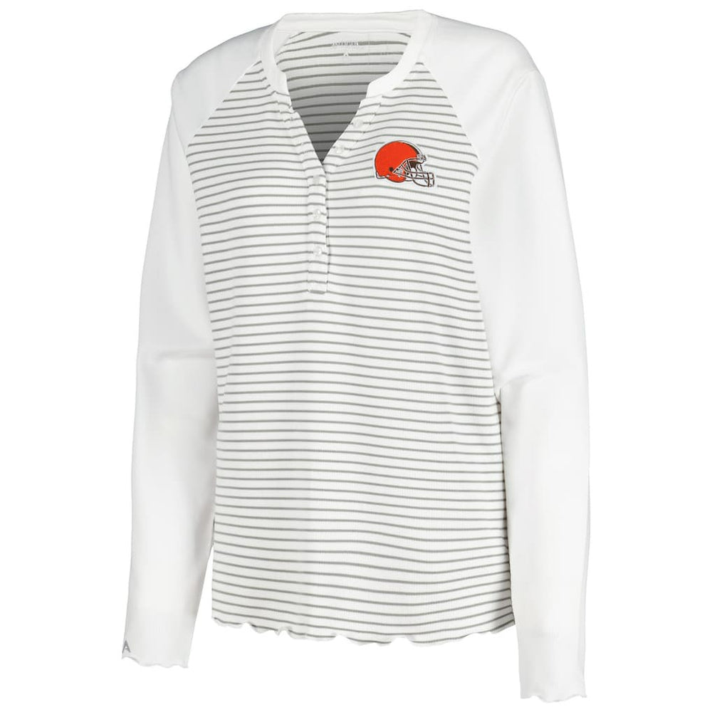 Cleveland Browns  Antigua Women's Maverick Waffle Henley Long Sleeve T-Shirt