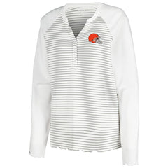 Cleveland Browns  Antigua Women's Maverick Waffle Henley Long Sleeve T-Shirt