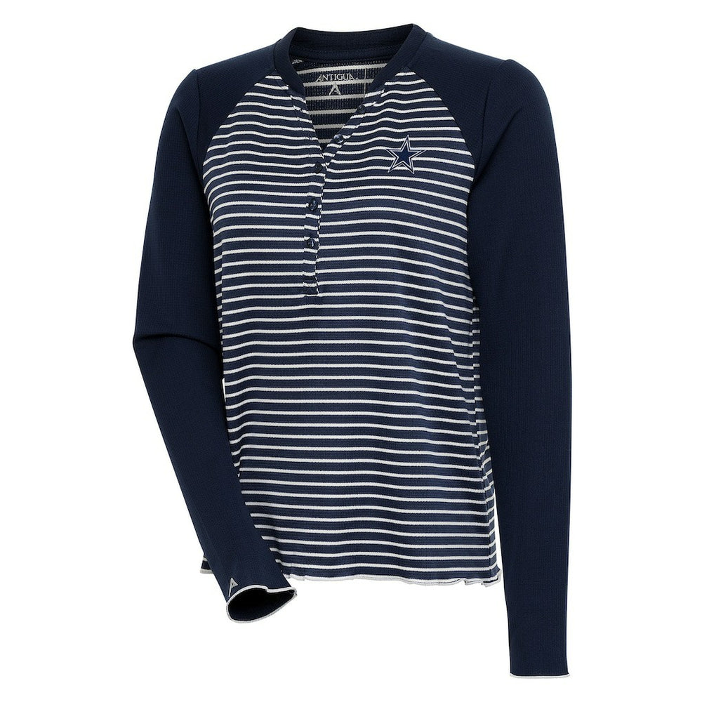 Dallas Cowboys  Antigua Women's Maverick Waffle Henley Long Sleeve T-Shirt