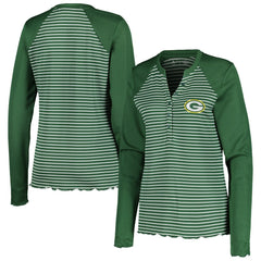 Green Bay Packers  Antigua Women's Maverick Waffle Henley Long Sleeve T-Shirt