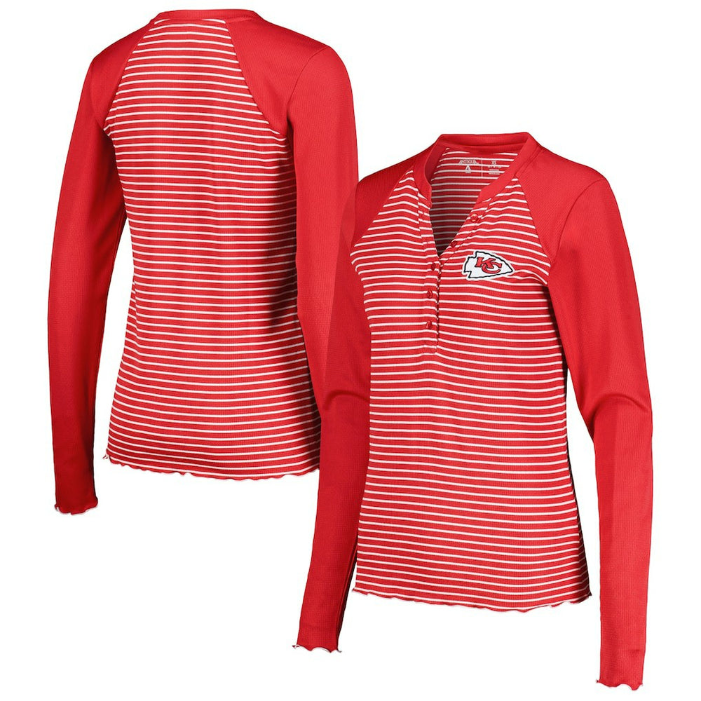 Kansas City Chiefs  Antigua Women's Maverick Waffle Henley Long Sleeve T-Shirt