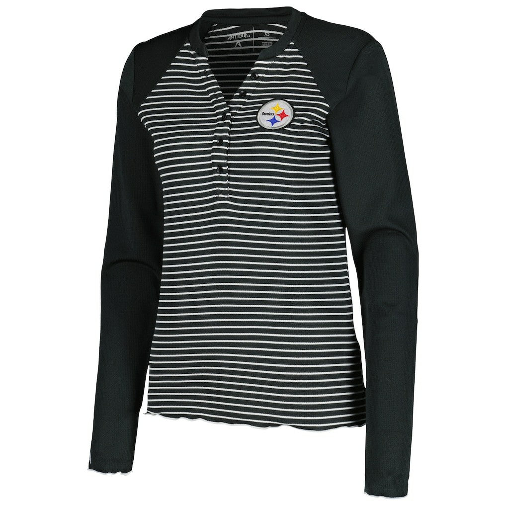 Pittsburgh Steelers  Antigua Women's Maverick Waffle Henley Long Sleeve T-Shirt