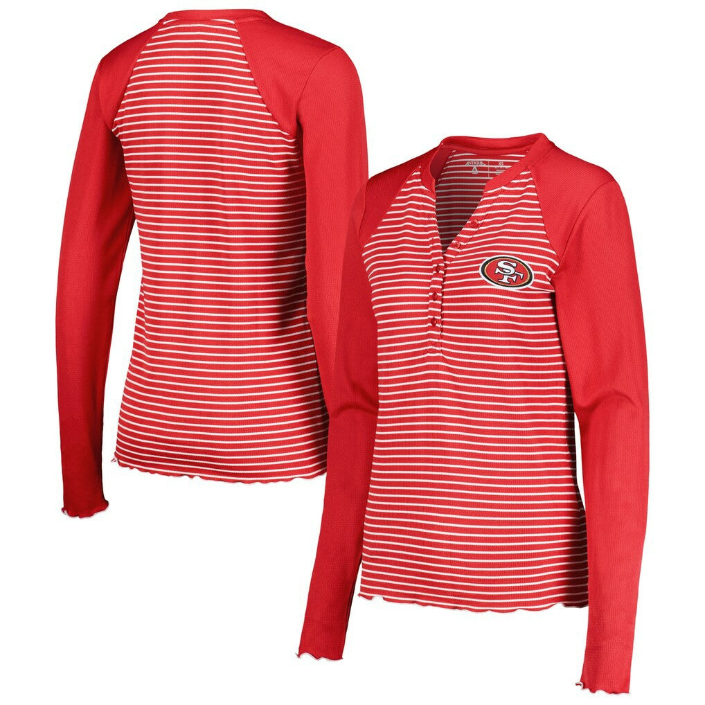 San Francisco 49ers  Antigua Women's Maverick Waffle Henley Long Sleeve T-Shirt