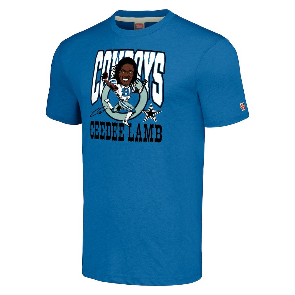 Dallas Cowboys  CeeDee Lamb  Homage Unisex Caricature Player Tri-Blend T-Shirt