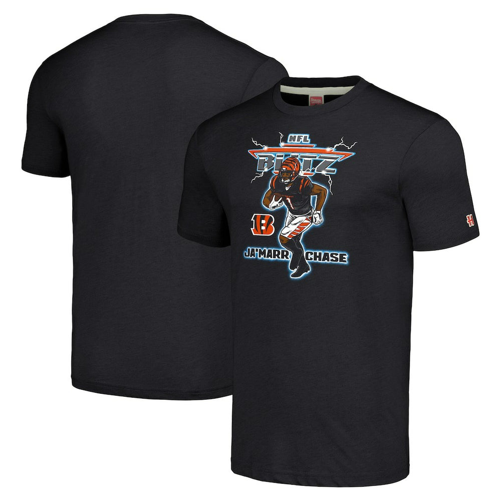 Cincinnati Bengals  Ja'Marr Chase  Homage Unisex NFL Blitz Player Tri-Blend T-Shirt